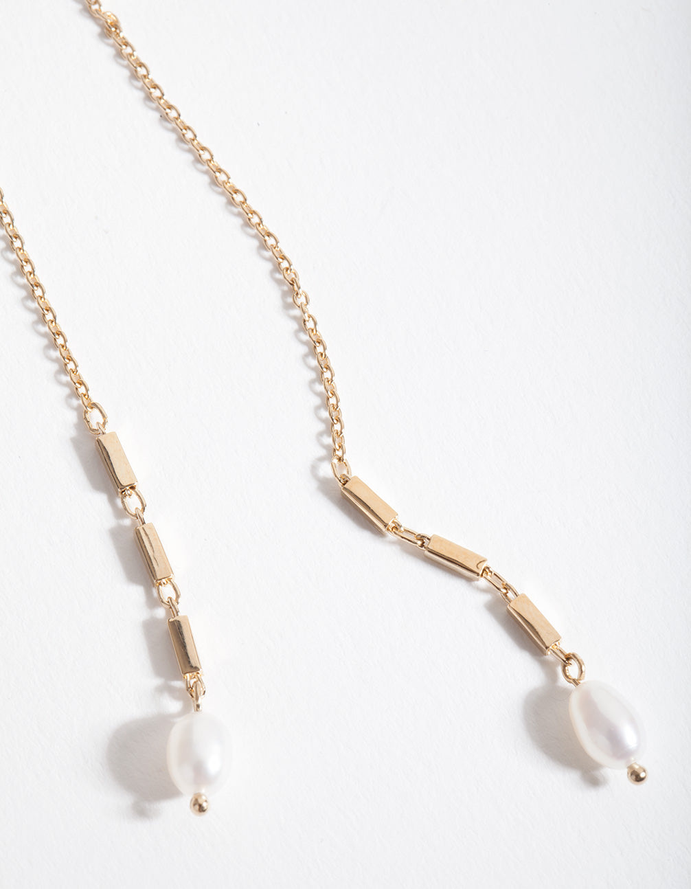 Gold Plated Sterling Silver Pearl Thread Thru Earrings