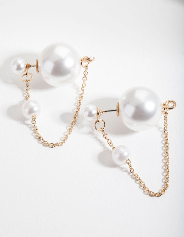 Pearl Front & Back Stud Earrings
