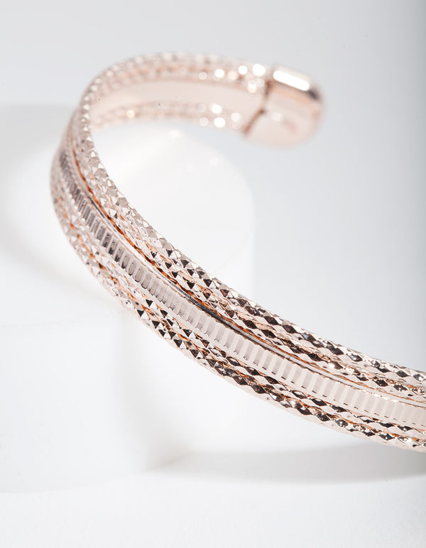Rose Gold textured Diacut Cuff Bracelet
