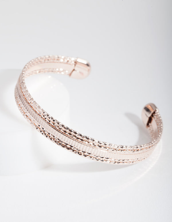Rose Gold textured Diacut Cuff Bracelet