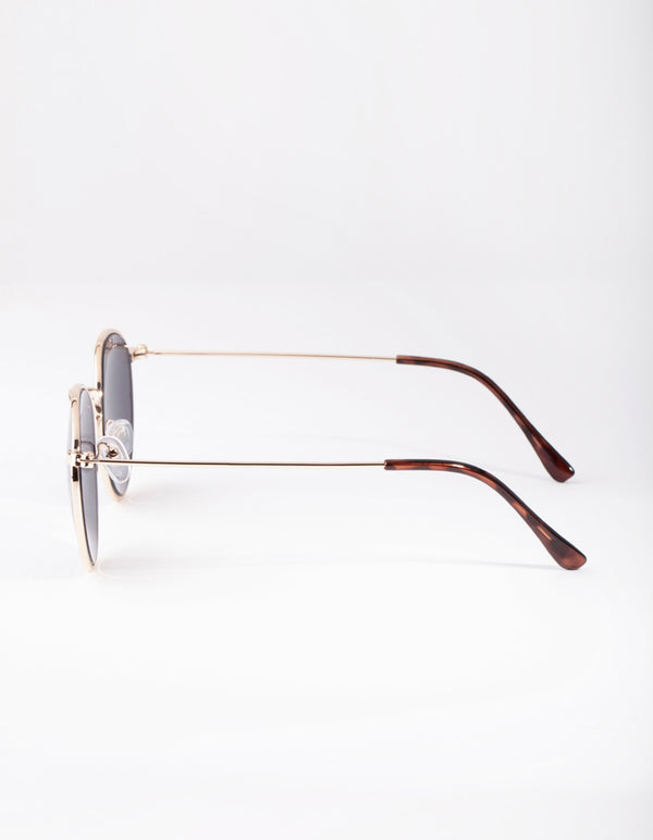 Gold Classic Round Sunglasses