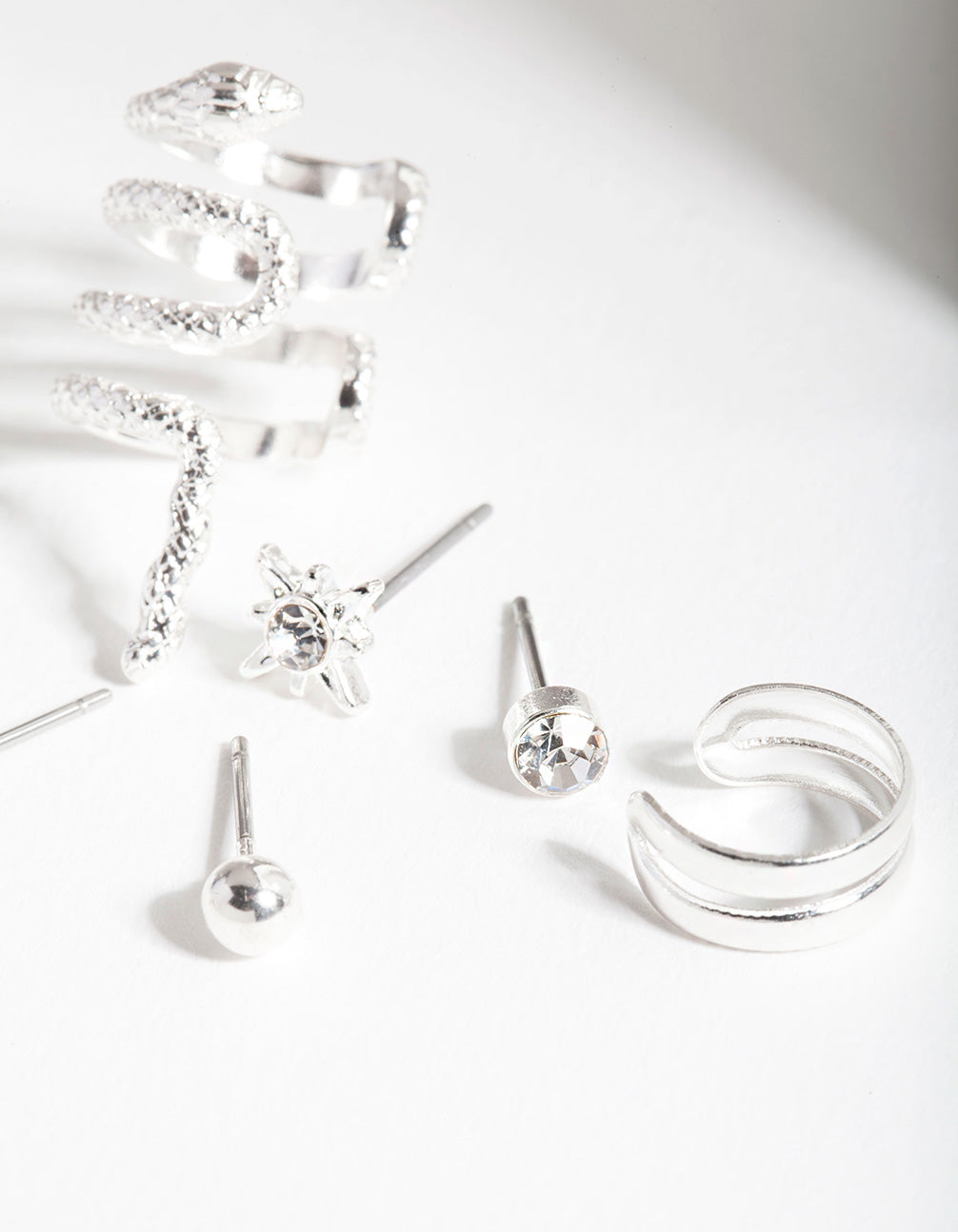 Silver Textured Snake Earring 6-Pack