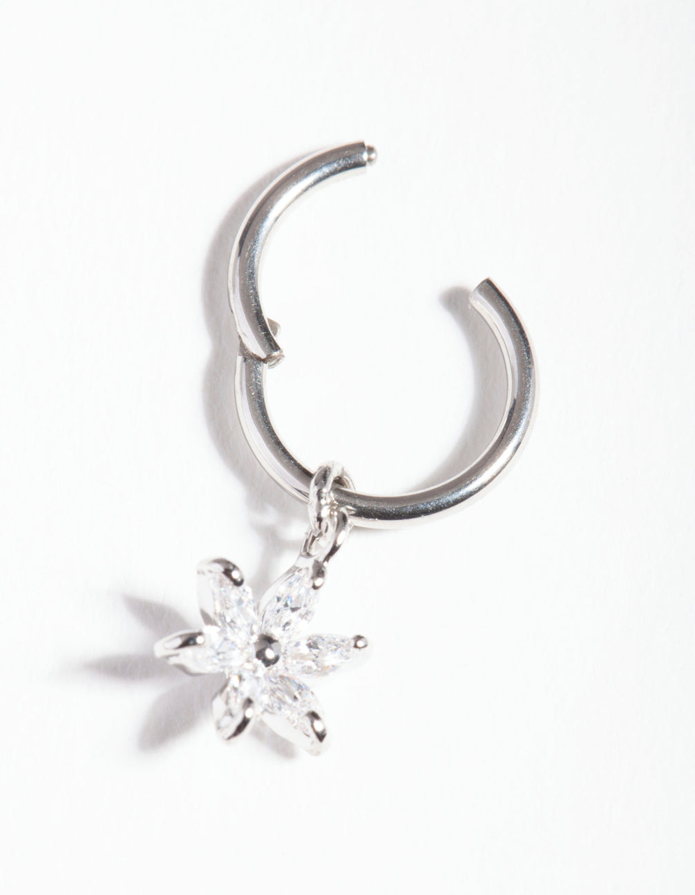 Surgical Steel Cubic Zirconia Flower Charm Clicker
