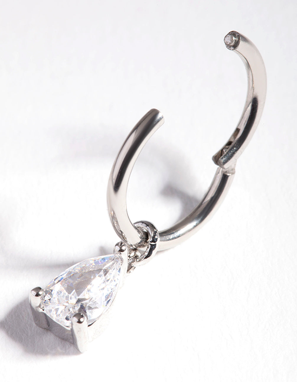 Surgical Steel Cubic Zirconia Droplet Ear Ring