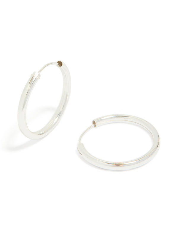 Sterling Silver Shiny 25mm Hoop Earrings