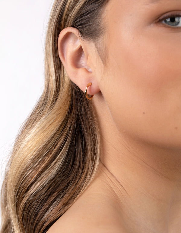 Gold Plated Sterling Silver Twist Open Hoop Earrings