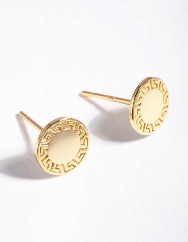 Gold Plated Sterling Silver Greek Key Stud Earrings