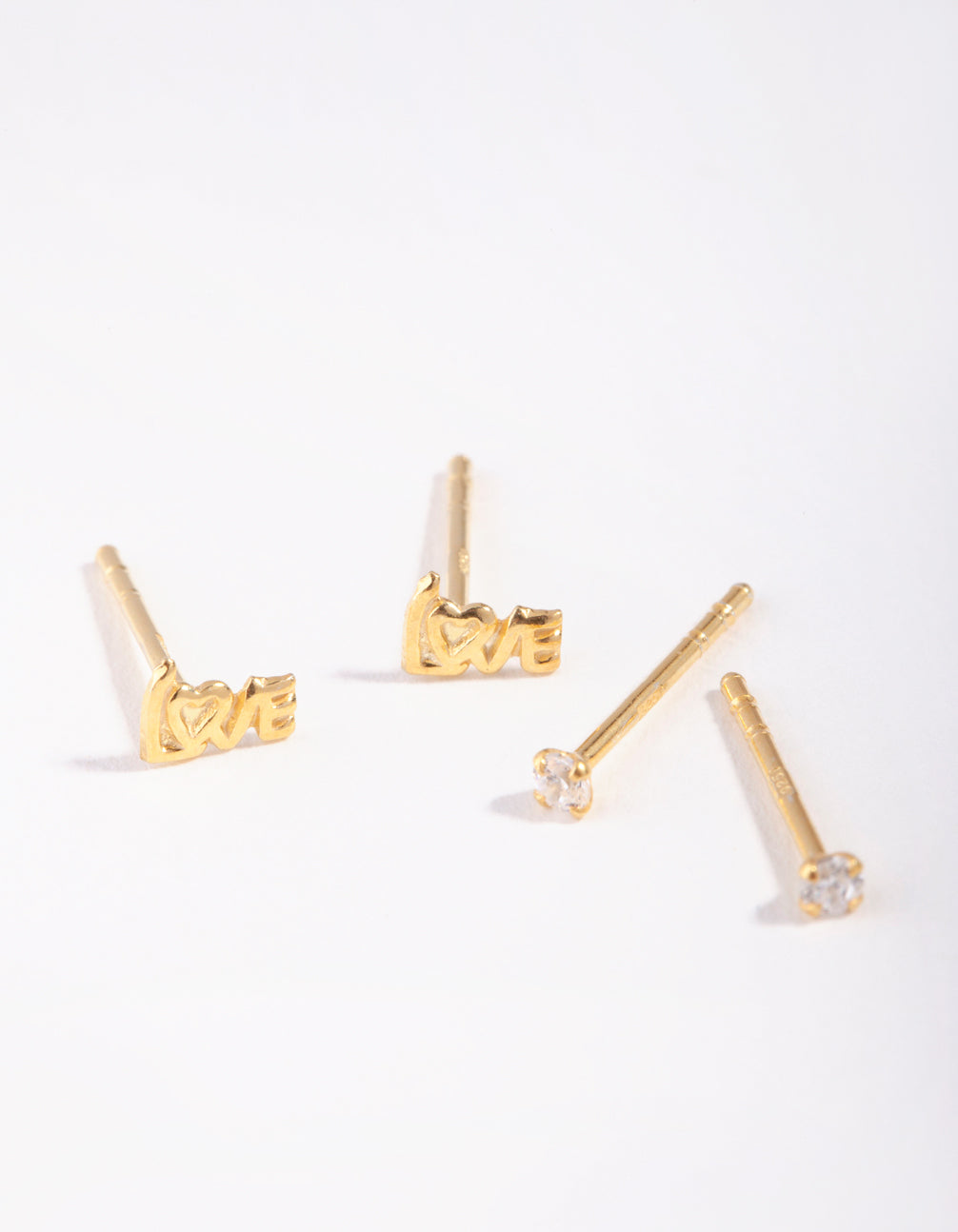 Gold Cubic Zirconia Love St Pack Earring