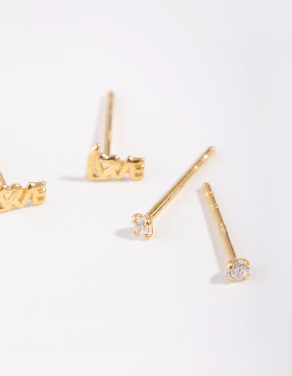 Gold Cubic Zirconia Love St Pack Earring