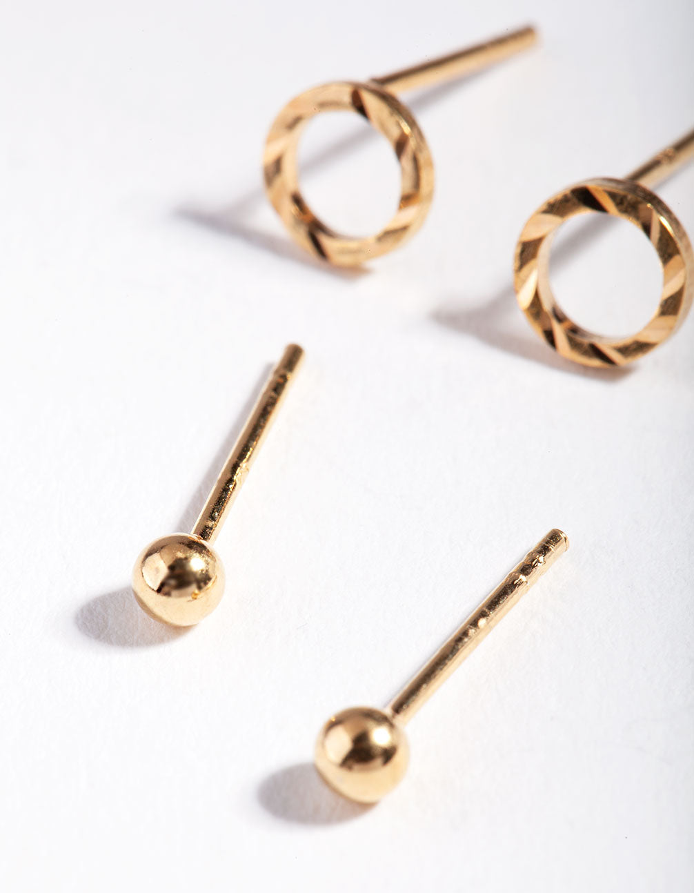 Gold Plated Sterling Silver Textured Circle Stud Earring Pack