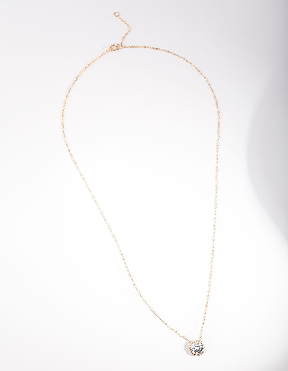 Gold Plated Sterling Silver 6mm Cubic Zirconia Halo Necklace
