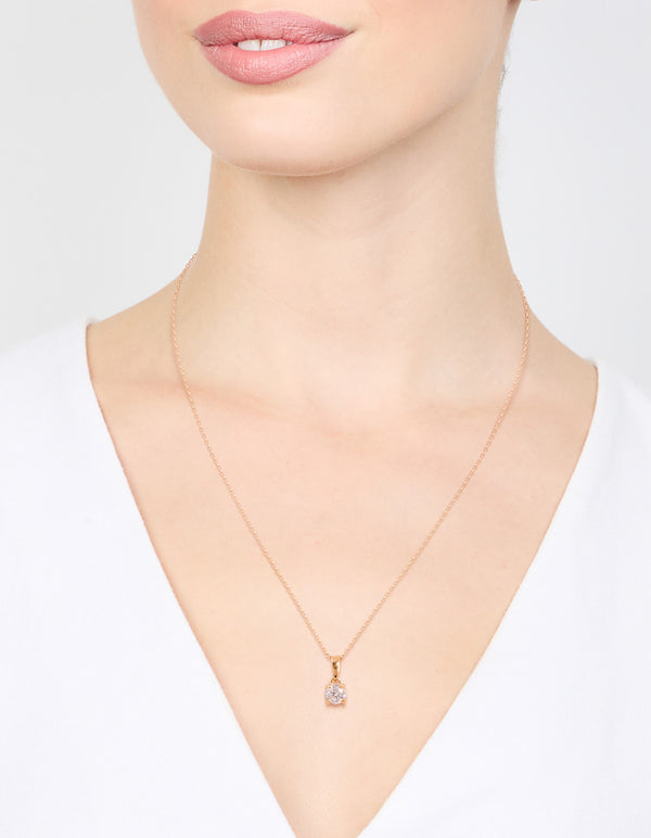 Gold Plated Sterling Silver Cubic Zirconia 1/2 Carat Bale Necklace