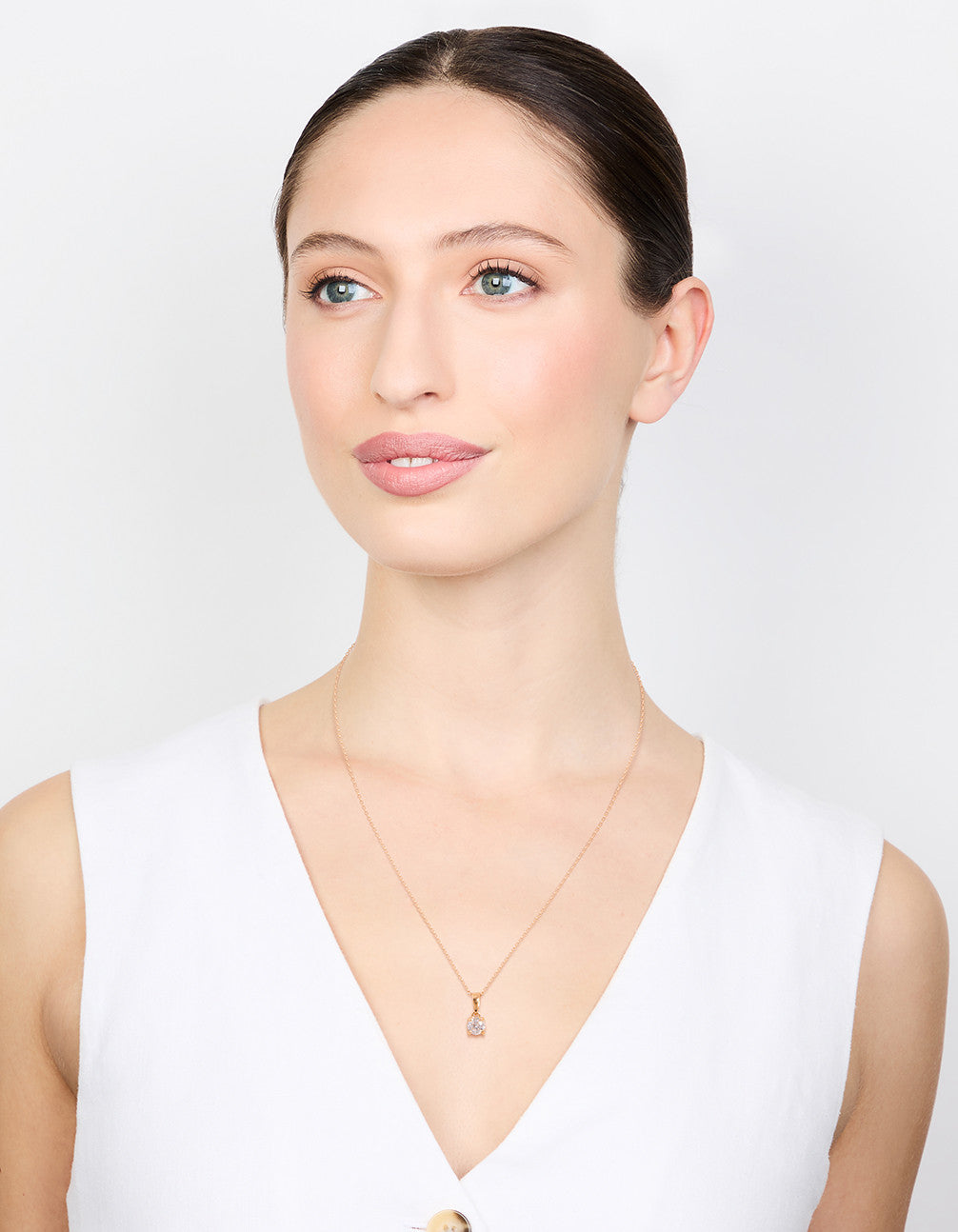 Gold Plated Sterling Silver Cubic Zirconia 1/2 Carat Bale Necklace