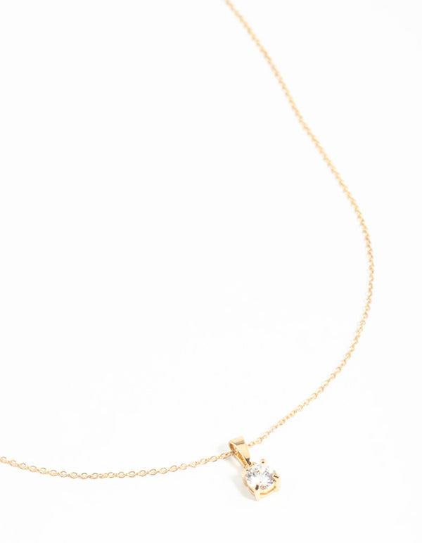 Gold Plated Sterling Silver Cubic Zirconia 1/2 Carat Bale Necklace