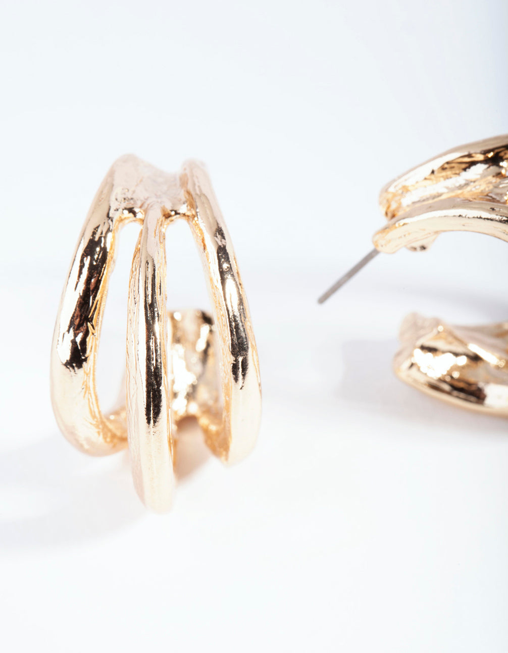 Gold Triple Loop Hoop Earrings