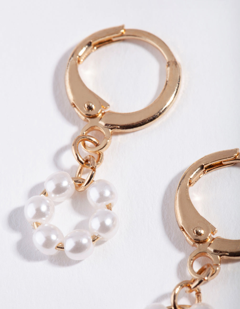 Gold Small Open Circle Pearl Earrings