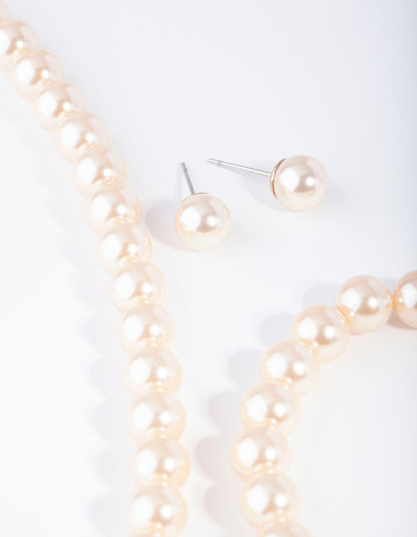 Gold Classic Pearl Jewellery Set