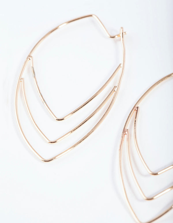 Gold Fine Wire Spear Hoop Earrings
