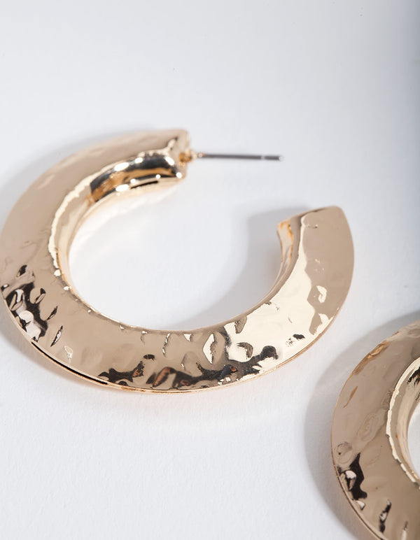 Gold Etched Disc Hoop Earrings