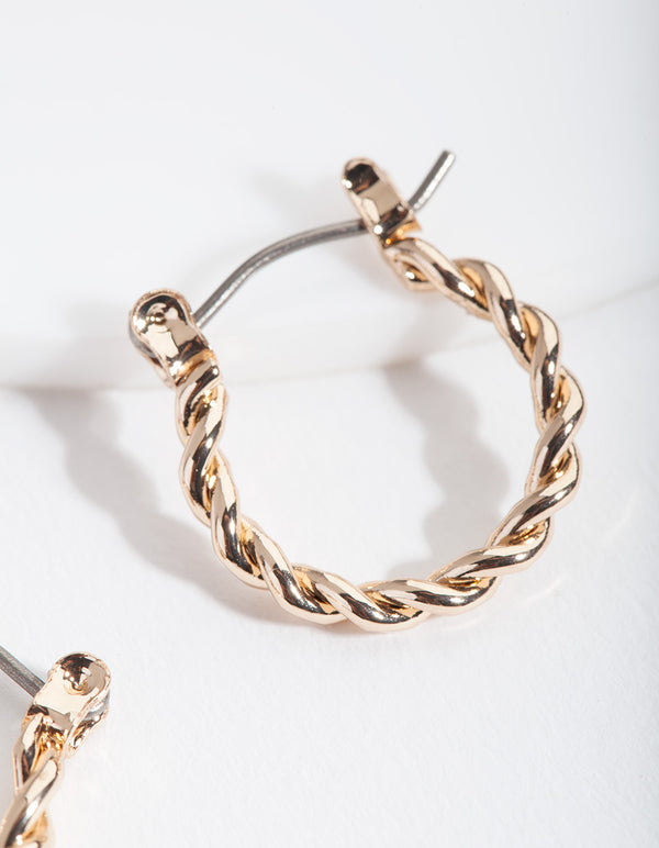 Gold Twist Hoop Earring & Bracelet Pack
