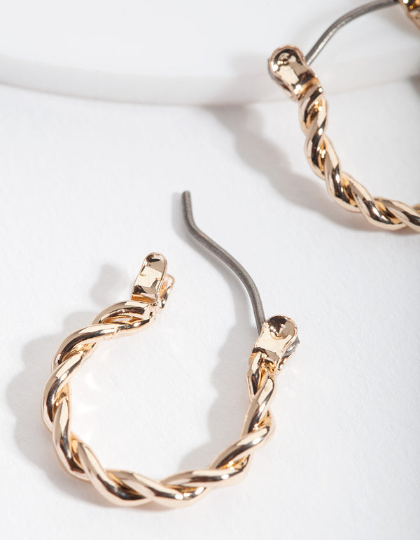 Gold Twist Hoop Earring & Bracelet Pack