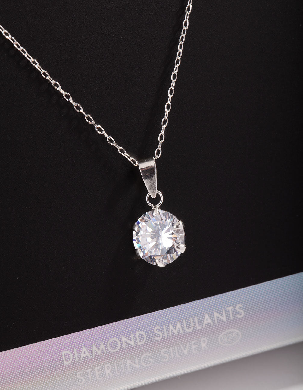 8mm Round Diamond Simulant Pendant Necklace