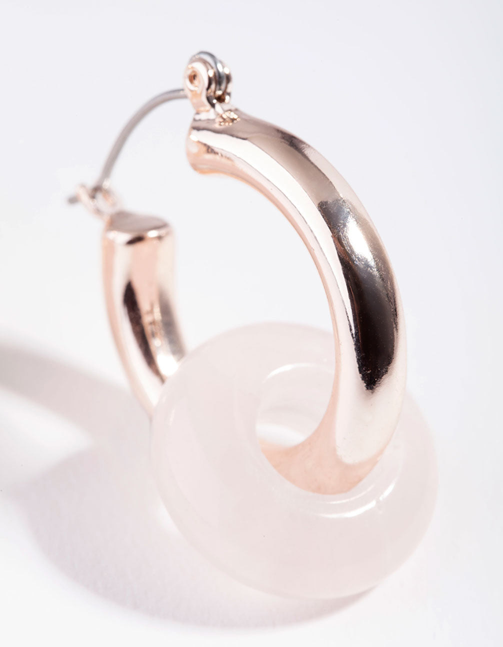Rose Gold Pink Rose Quartz Link Circle Earrings