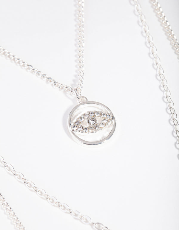 Silver Triple Row Dreamcatcher Moonstone Necklace