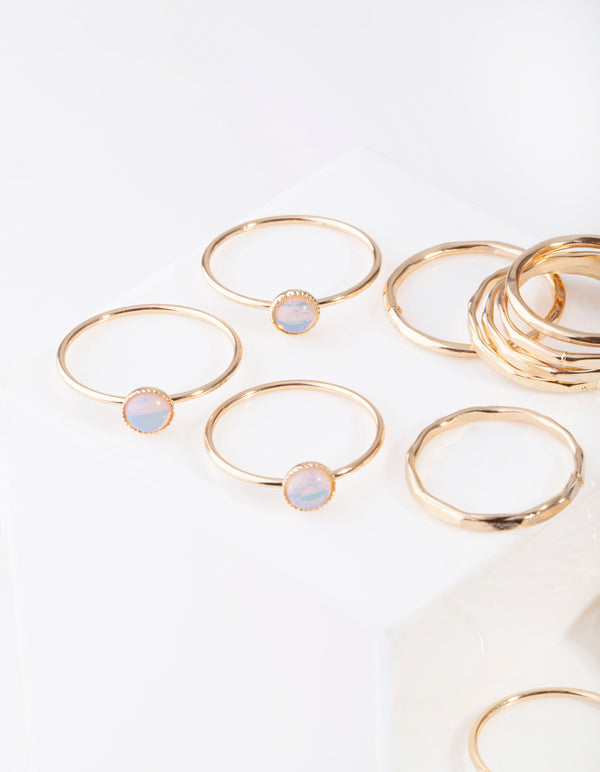 Gold Moonstone Textured Fine Ring 1Pack