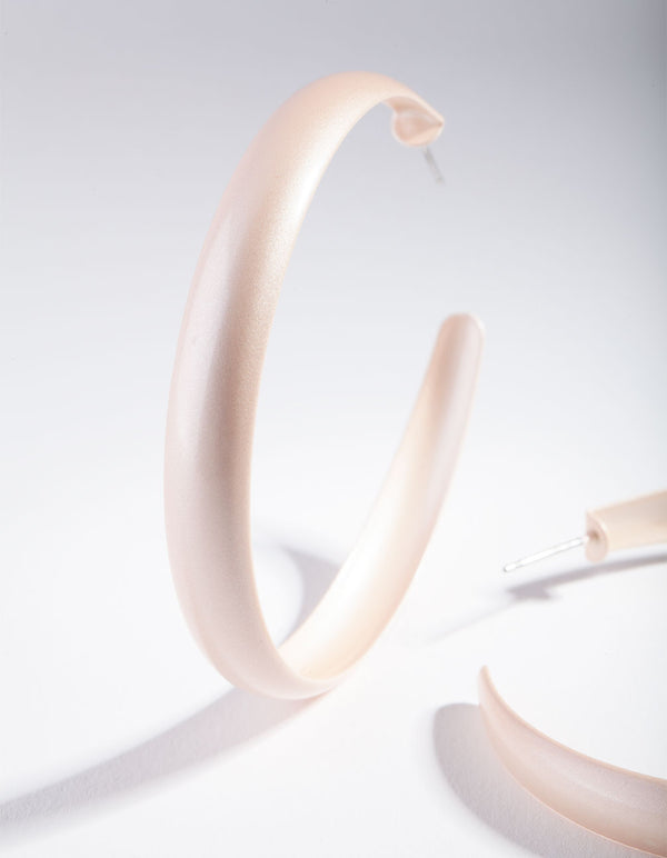 Pink Pearly Hoop Earrings