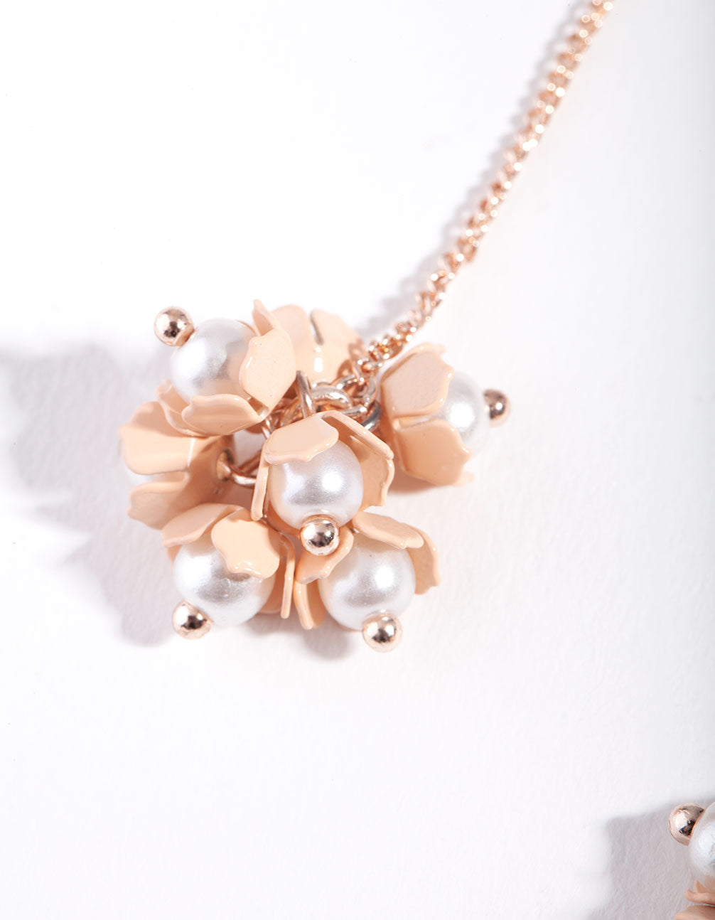 Rose Gold Pink Small Cluster Flower Drop Earrings