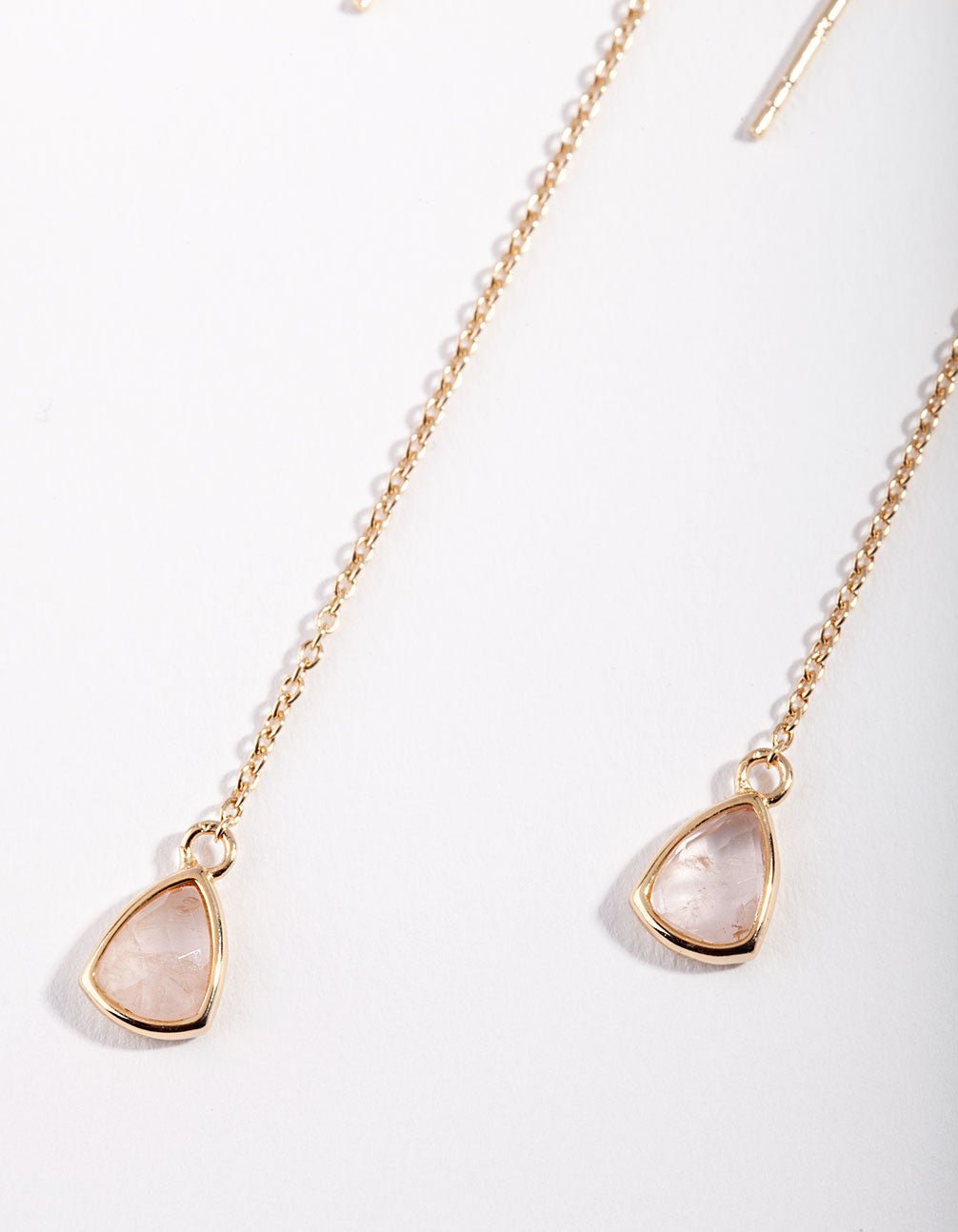 Gold Plated Sterling Silver Rose Quartz Thread Through Earrings