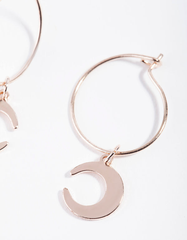 Rose Gold Mini Huggie Moon Earrings
