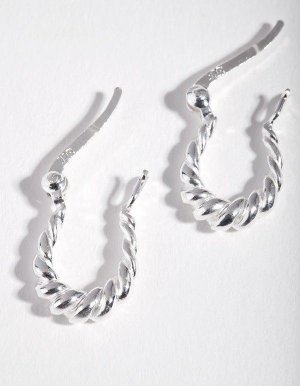 Sterling Silver Mini Twist Creole Earrings