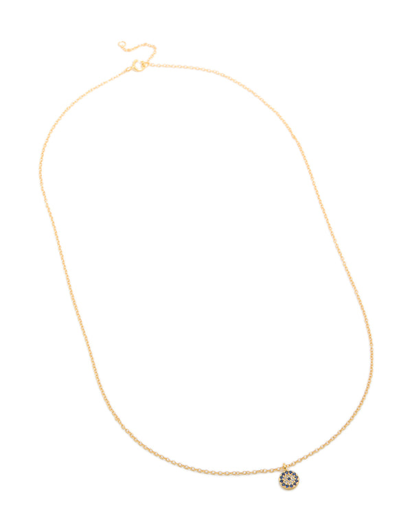 Gold Plated Sterling Silver Evil Eye Disc Necklace