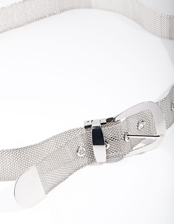 Silver Wide Chain Mesh Belt
