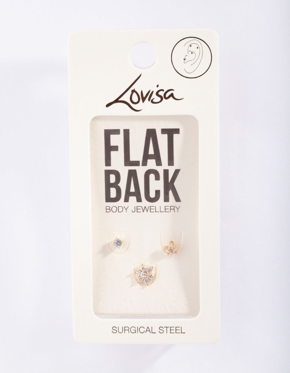 Gold Surgical Steel Fine Flower Flat Back Pack