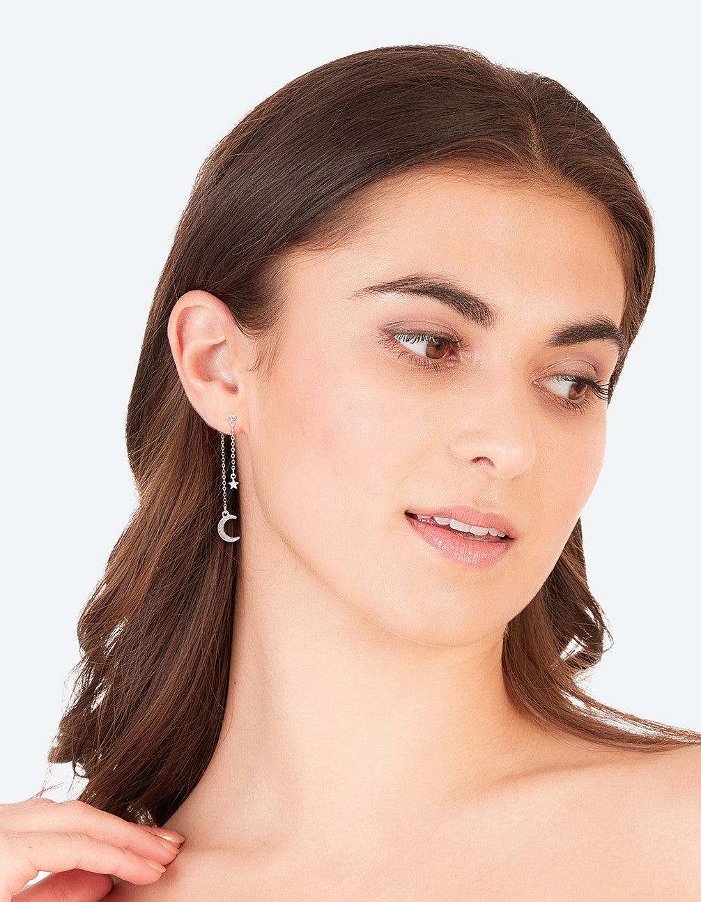 Silver Front Back Moon Earrings