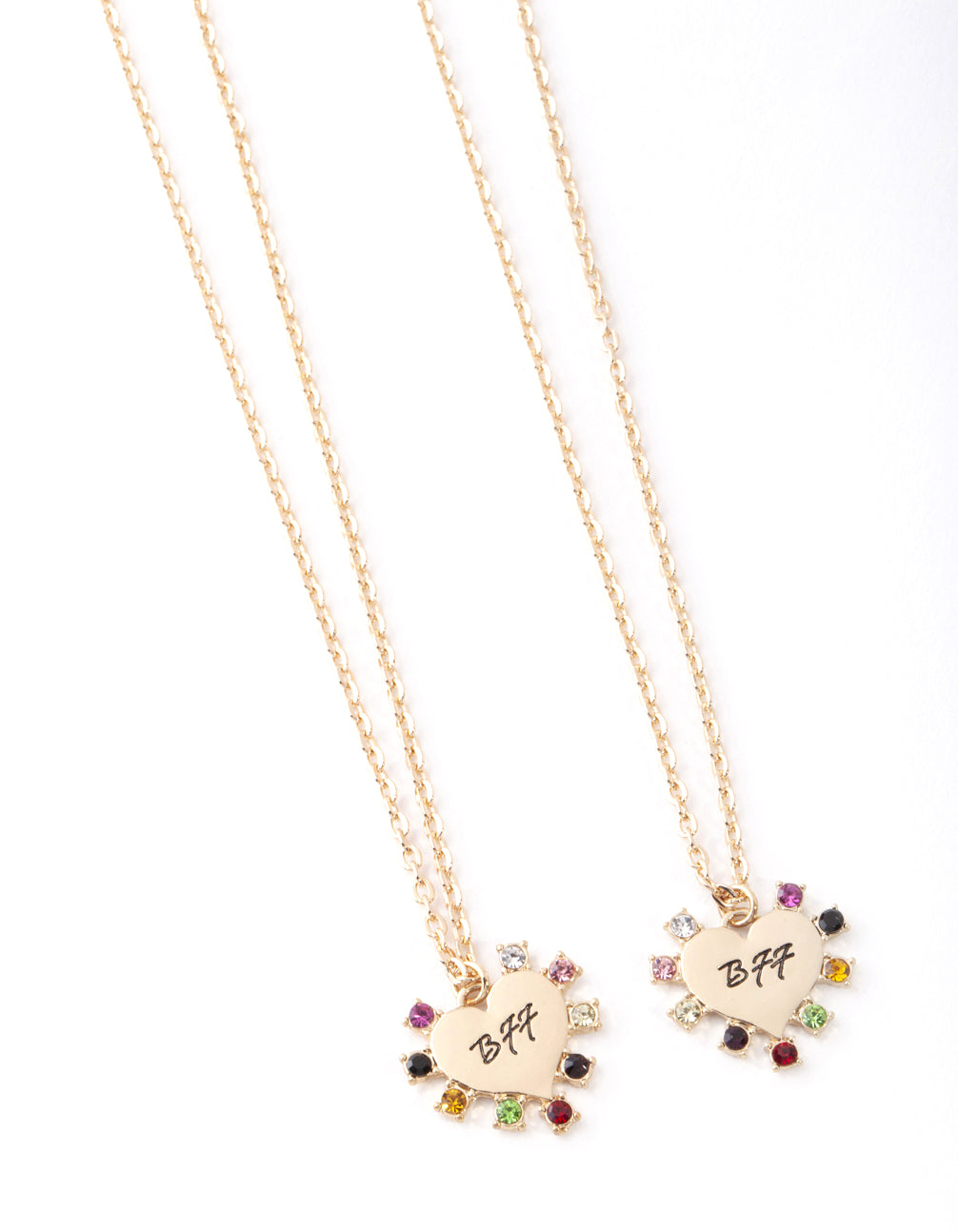 Gold Multi Stone BFF Heart Necklace Pack