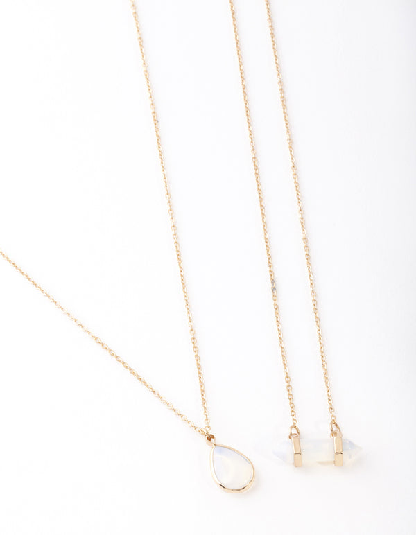Gold Teardrop & Shard Necklace Pack