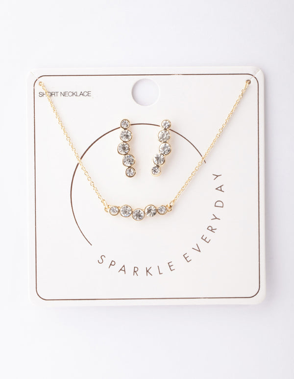 Silver 5-Circle Necklace & Earring Set