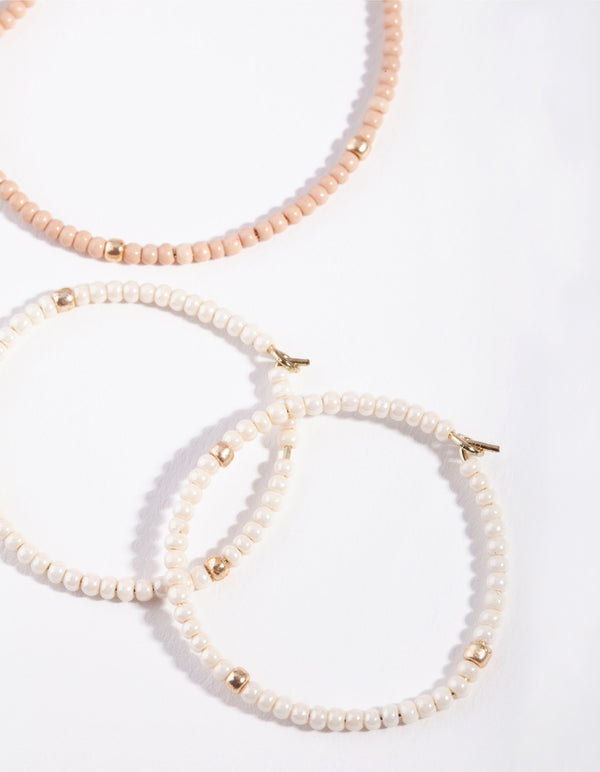 Gold Beaded Graduating Hoop Earring Pack