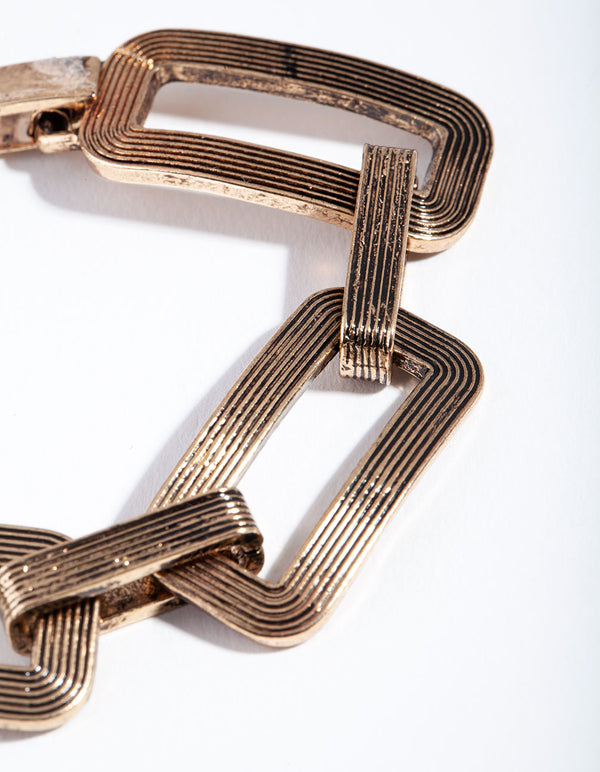 Textured Rectangle Link Bracelet