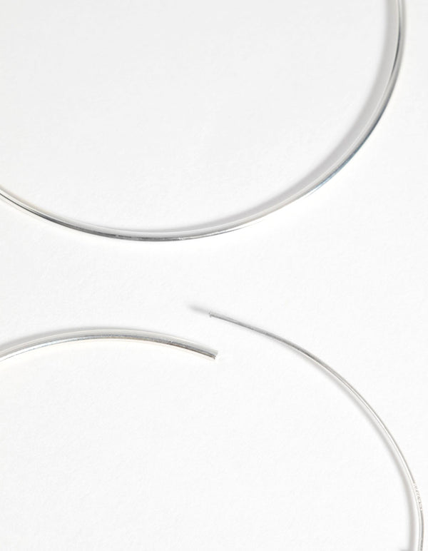 Sterling Silver 50mm Plain Hoop Earrings