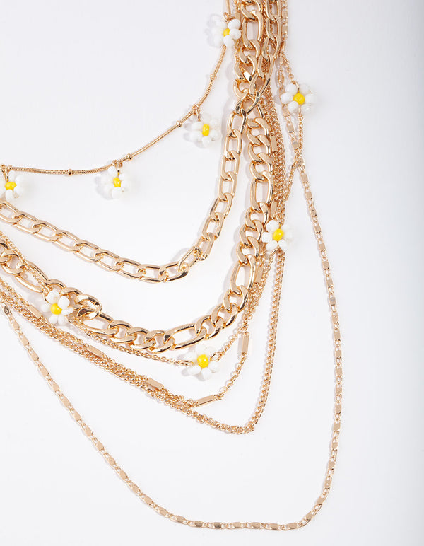Gold Daisy & Link Necklace