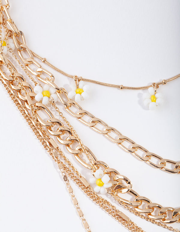Gold Daisy & Link Necklace