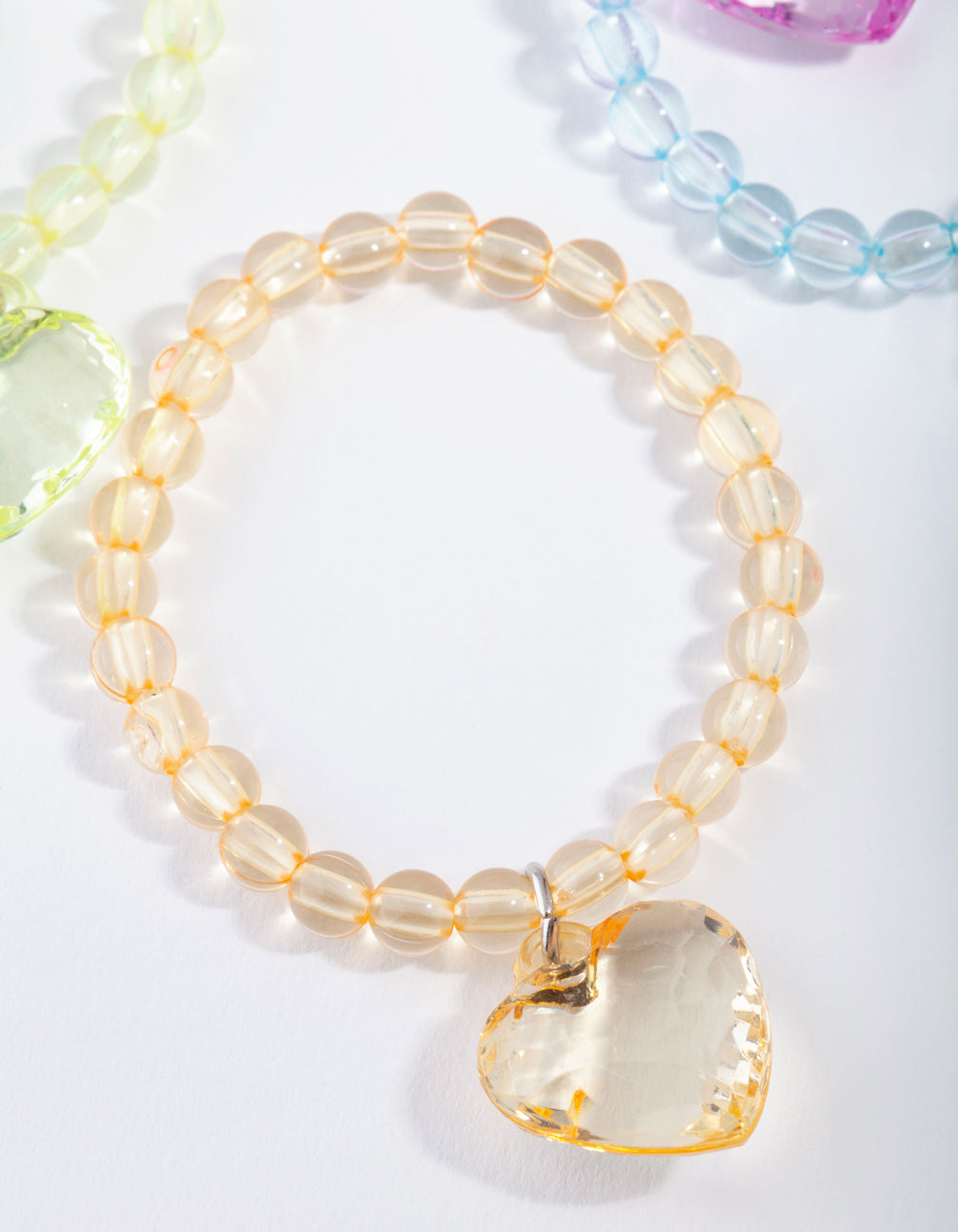 Kids Multi Coloured Bead Heart Bracelet 6-Pack