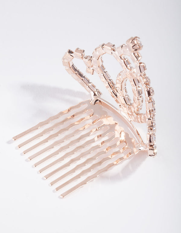 Kids Rose Gold Crystal Crown Comb