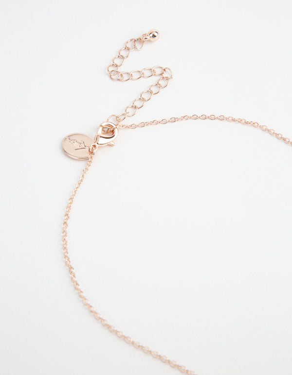 Rose Gold Cross & Diamante Necklace