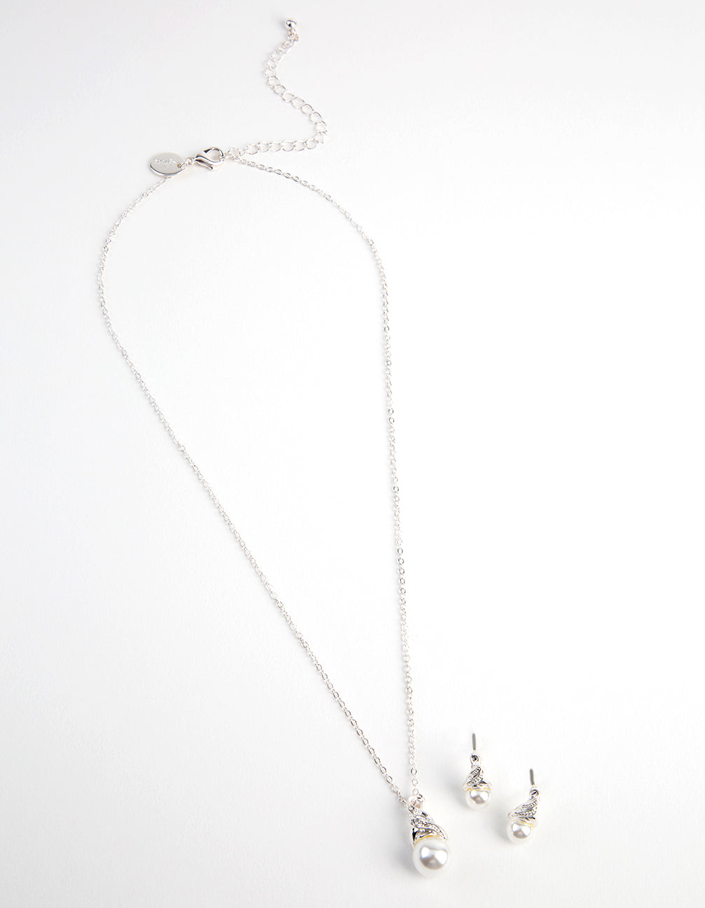 Silver Royal Pearl Necklace & Earrings Set